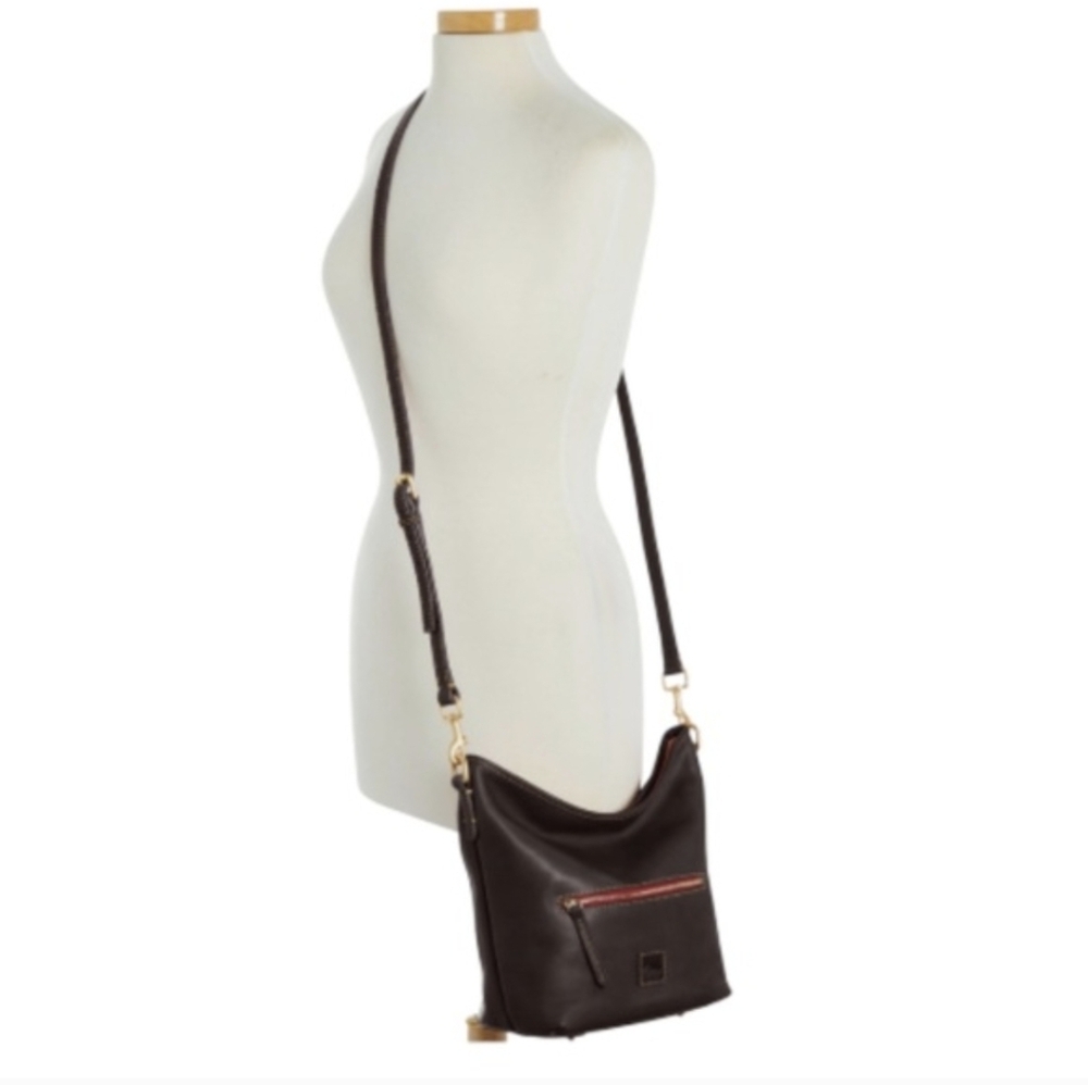 Black Leather Florentine Crossbody Bag with Red Zip Accent *Dooney&Burke - Picture 11 of 13